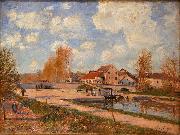 Alfred Sisley The Bourgogne Lock at Moret Spring France oil painting artist